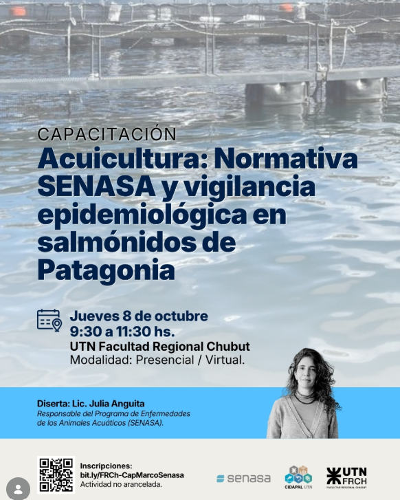 La UTN Facultad Regional Chubut dictará una capacitación sobre normativa del SENASA y vigilancia epidemiológica en salmónidos